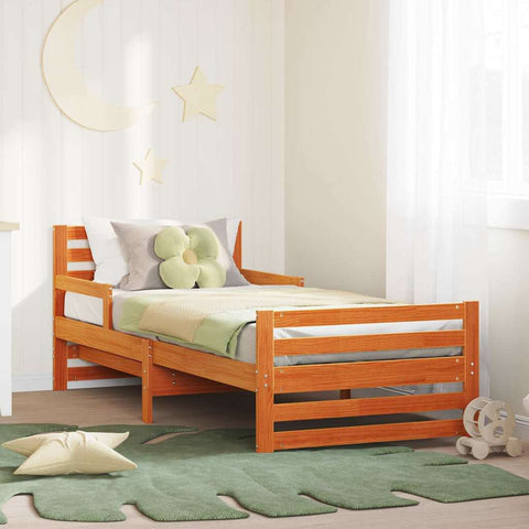 vidaXL Extendable Bed Frame for Kids Wax brown 80 x 130 / 165 / 200 cm