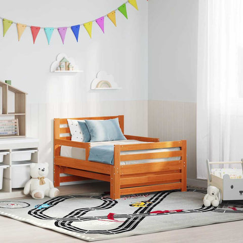vidaXL Extendable Bed Frame for Kids Wax brown 80 x 130 / 165 / 200 cm