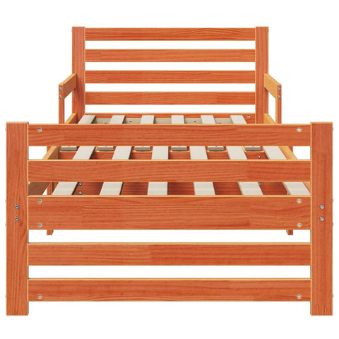 vidaXL Extendable Bed Frame for Kids Wax brown 80 x 130 / 165 / 200 cm