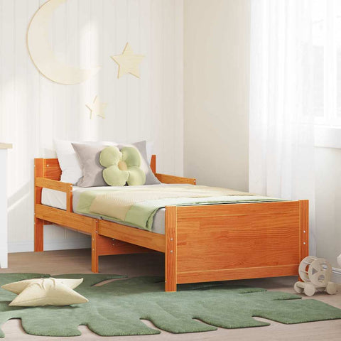 vidaXL Extendable Bed Frame for Kids Wax brown 80 x 130 / 165 / 200 cm