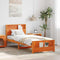 vidaXL Bed Frame with Headboard Wax brown 100 x 200 cm Solid pine wood