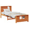 vidaXL Bed Frame with Headboard Wax brown 100 x 200 cm Solid pine wood