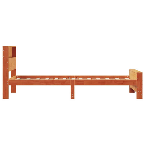 vidaXL Bed Frame with Headboard Wax brown 100 x 200 cm Solid pine wood