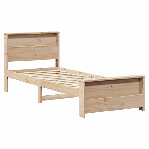 vidaXL Bed Frame with Headboard Brown 90 x 200 cm Solid pine wood