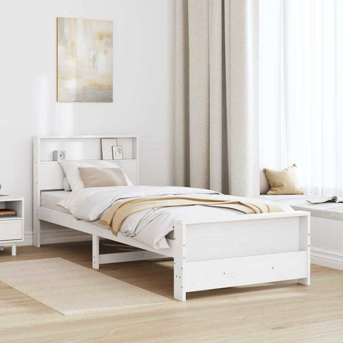vidaXL Bed Frame with Headboard White 80 x 200 cm Solid pine wood