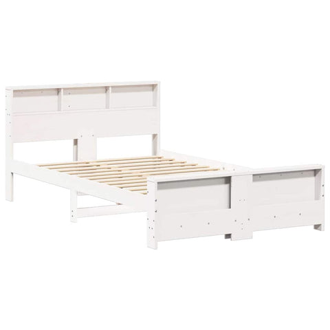 vidaXL Bed Frame with Headboard White 140 x 190 cm Solid pine wood
