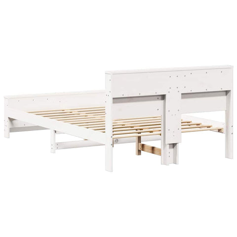 vidaXL Bed Frame with Headboard White 140 x 190 cm Solid pine wood