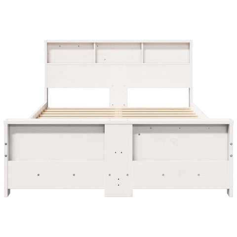 vidaXL Bed Frame with Headboard White 140 x 190 cm Solid pine wood