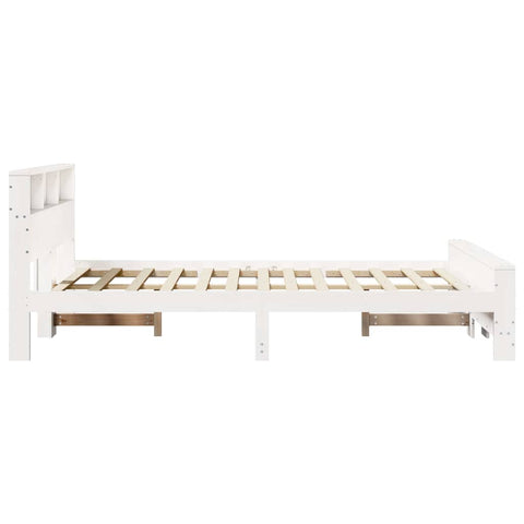 vidaXL Bed Frame with Headboard White 140 x 190 cm Solid pine wood