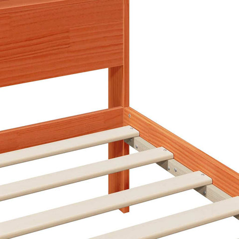 vidaXL Bed Frame with Headboard Wax brown 140 x 190 cm Solid pine wood