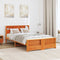 vidaXL Bed Frame with Headboard Wax brown 140 x 190 cm Solid pine wood