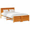 vidaXL Bed Frame with Headboard Wax brown 140 x 190 cm Solid pine wood