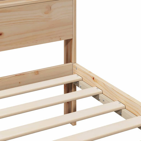 vidaXL Bed Frame with Headboard Brown 135 x 190 cm Solid pine wood