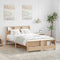 vidaXL Bed Frame with Headboard Brown 135 x 190 cm Solid pine wood