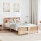 vidaXL Bed Frame with Headboard Brown 135 x 190 cm Solid pine wood