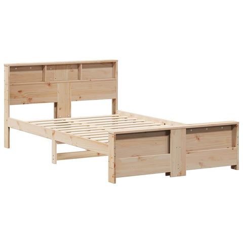 vidaXL Bed Frame with Headboard Brown 135 x 190 cm Solid pine wood