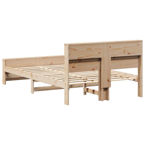vidaXL Bed Frame with Headboard Brown 135 x 190 cm Solid pine wood