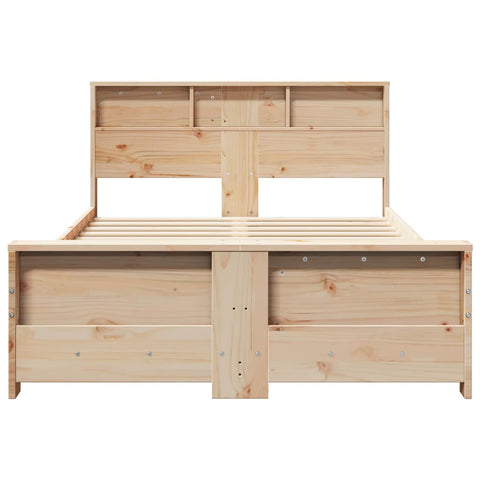 vidaXL Bed Frame with Headboard Brown 135 x 190 cm Solid pine wood