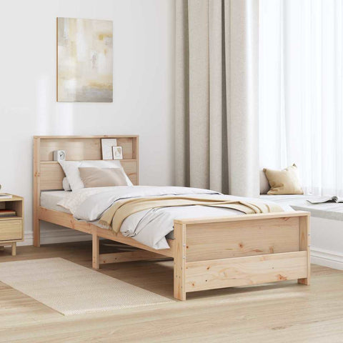 vidaXL Bed Frame with Headboard Brown 75 x 190 cm Solid pine wood