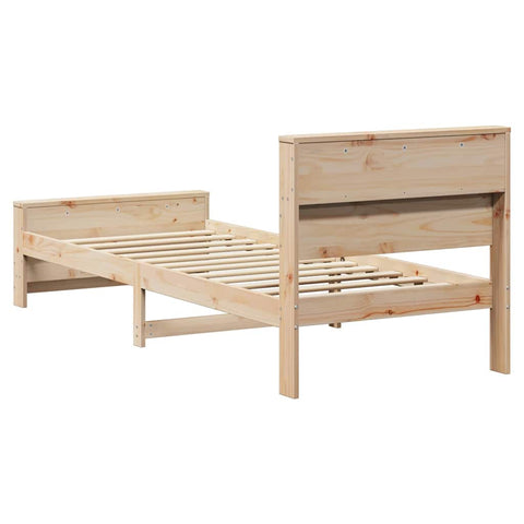 vidaXL Bed Frame with Headboard Brown 75 x 190 cm Solid pine wood