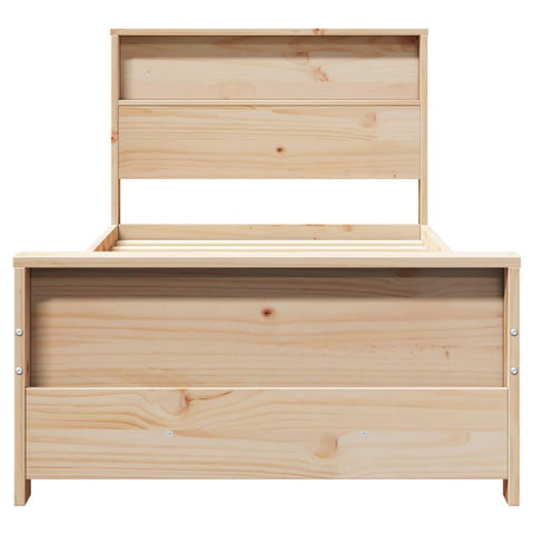 vidaXL Bed Frame with Headboard Brown 75 x 190 cm Solid pine wood