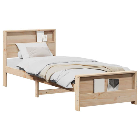 vidaXL Bed Frame with Headboard Brown 75 x 190 cm Solid pine wood