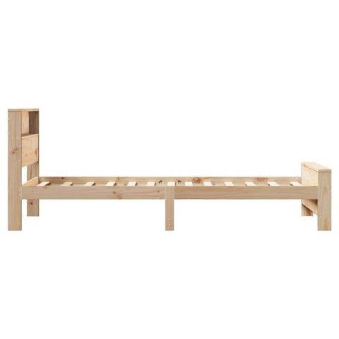vidaXL Bed Frame with Headboard Brown 75 x 190 cm Solid pine wood