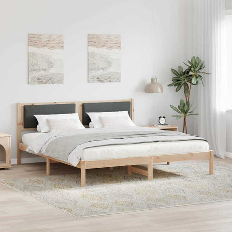 vidaXL Bed Frame with Headboard Dark Grey 180 x 200 cm Solid Pine Wood