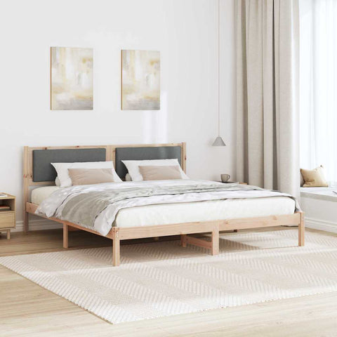 vidaXL Bed Frame with Headboard Dark Grey 180 x 200 cm Solid Pine Wood