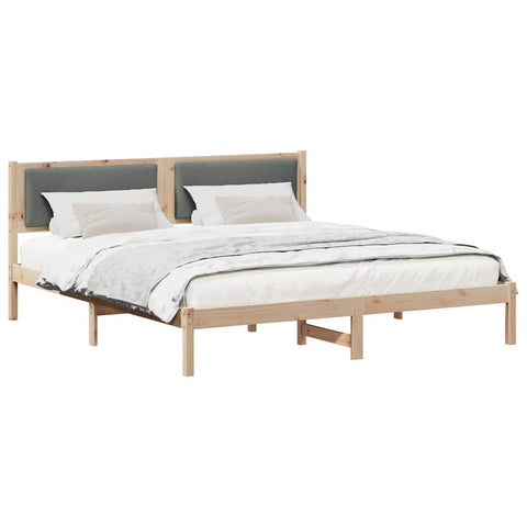 vidaXL Bed Frame with Headboard Dark Grey 180 x 200 cm Solid Pine Wood