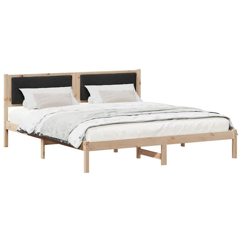 vidaXL Bed Frame with Headboard Black 180 x 200 cm Solid Pine Wood