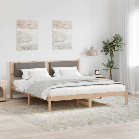vidaXL Bed Frame with Headboard Taupe 180 x 200 cm Solid Pine Wood