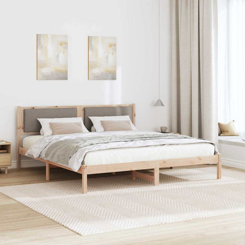 vidaXL Bed Frame with Headboard Taupe 180 x 200 cm Solid Pine Wood