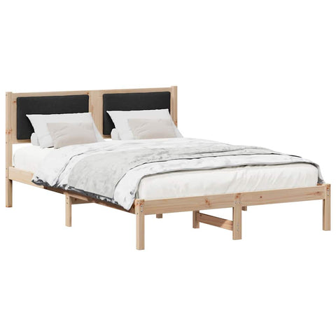 vidaXL Bed Frame with Headboard Black 160 x 200 cm Solid Pine Wood
