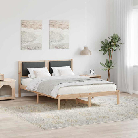 vidaXL Bed Frame with Headboard Dark Grey 150 x 200 cm Solid Pine Wood