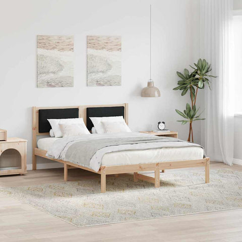 vidaXL Bed Frame with Headboard Black 150 x 200 cm Solid Pine Wood