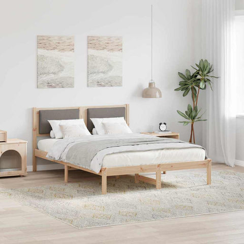 vidaXL Bed Frame with Headboard Taupe 150 x 200 cm Solid Pine Wood
