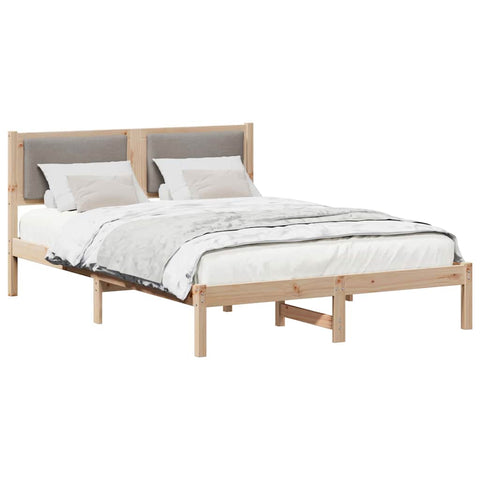 vidaXL Bed Frame with Headboard Taupe 150 x 200 cm Solid Pine Wood