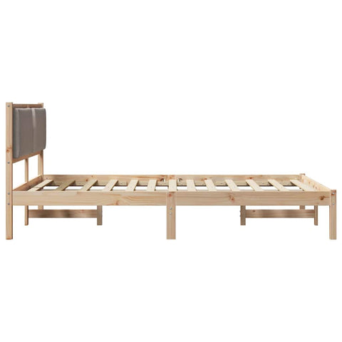 vidaXL Bed Frame with Headboard Taupe 150 x 200 cm Solid Pine Wood