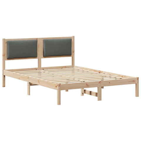 vidaXL Bed Frame with Headboard Dark Grey 140 x 200 cm Solid Pine Wood