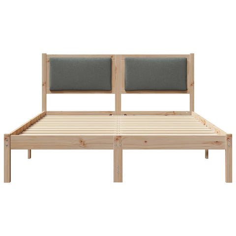vidaXL Bed Frame with Headboard Dark Grey 140 x 200 cm Solid Pine Wood
