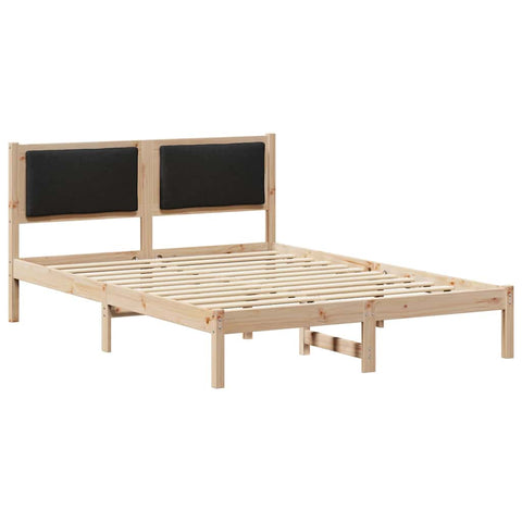 vidaXL Bed Frame with Headboard Black 140 x 200 cm Solid Pine Wood