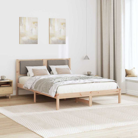 vidaXL Bed Frame with Headboard Taupe 140 x 200 cm Solid Pine Wood