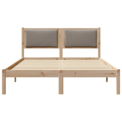vidaXL Bed Frame with Headboard Taupe 140 x 200 cm Solid Pine Wood