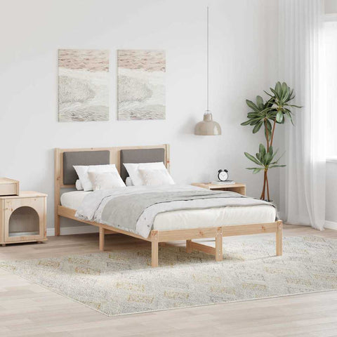 vidaXL Bed Frame with Headboard Taupe 120 x 200 cm Solid Pine Wood