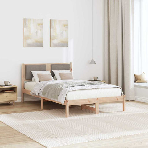 vidaXL Bed Frame with Headboard Taupe 120 x 200 cm Solid Pine Wood