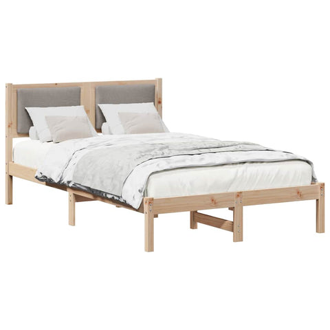 vidaXL Bed Frame with Headboard Taupe 120 x 200 cm Solid Pine Wood