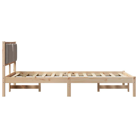 vidaXL Bed Frame with Headboard Taupe 120 x 200 cm Solid Pine Wood