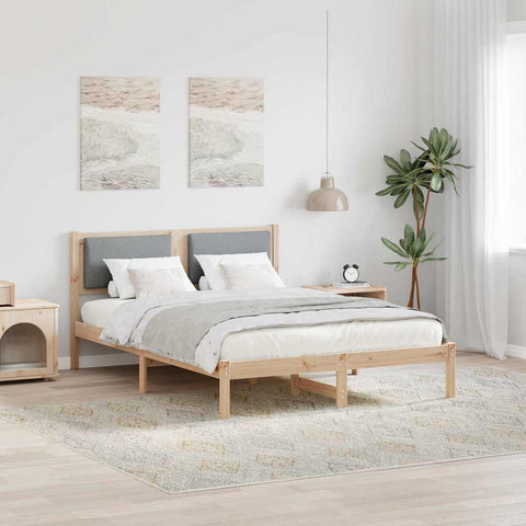 vidaXL Bed Frame Light Grey 140 x 190 cm Solid Pine Wood