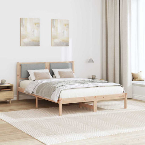 vidaXL Bed Frame Light Grey 135 x 190 cm Solid Pine Wood